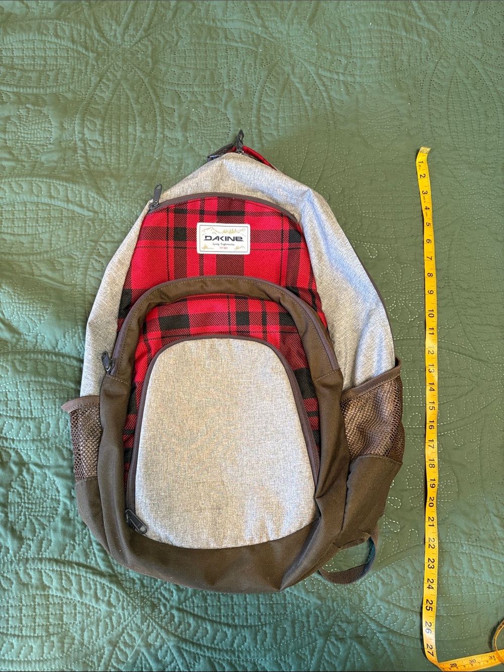 Dakine red plaid backpack